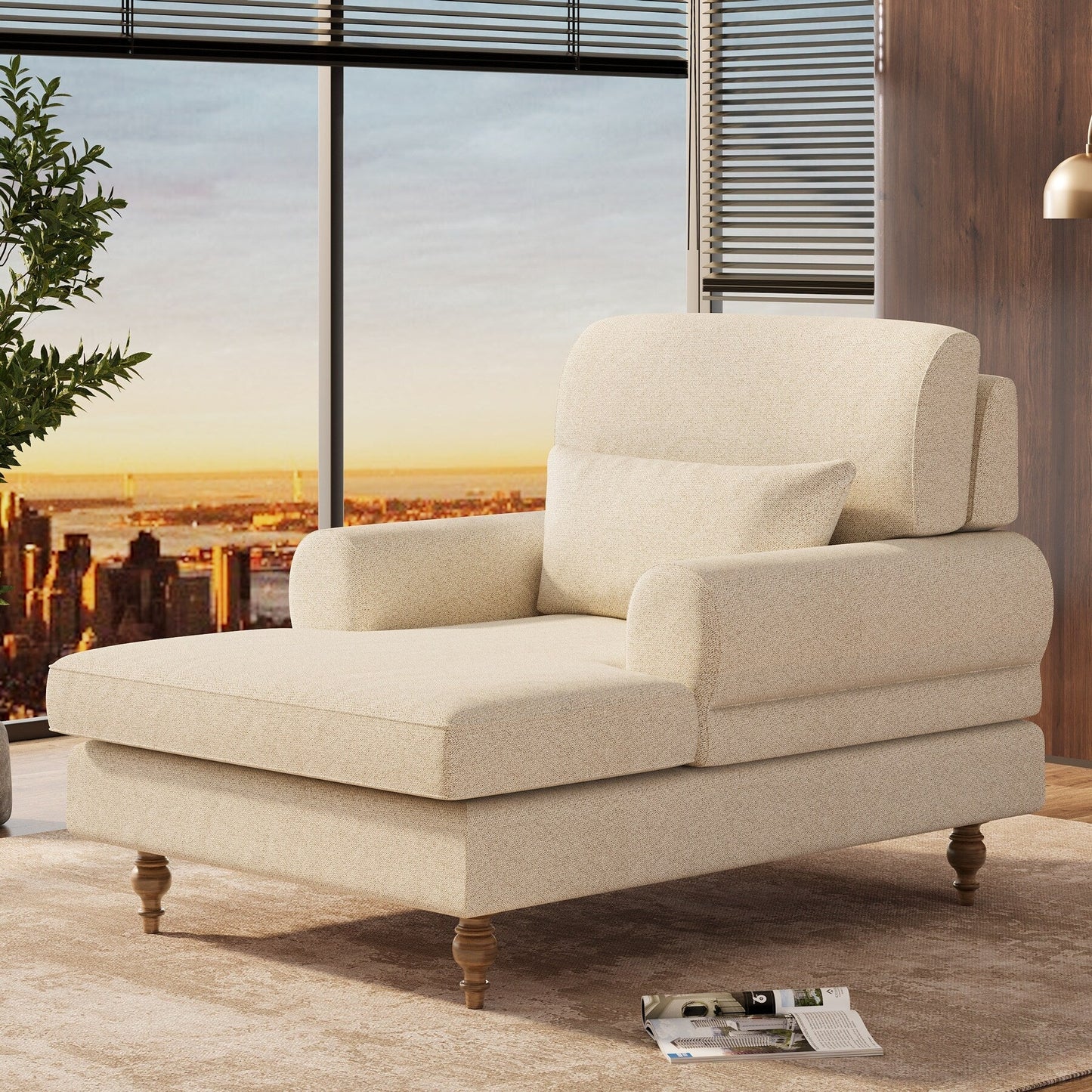 Poltrona chaise longue con schienale regolabile, sedia moderna e comoda da interno