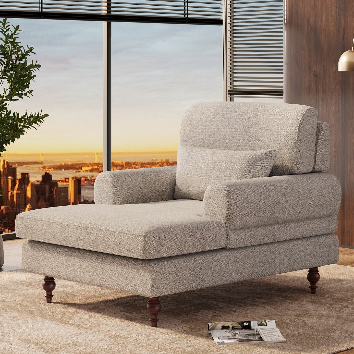 Poltrona chaise longue con schienale regolabile, sedia moderna e comoda da interno