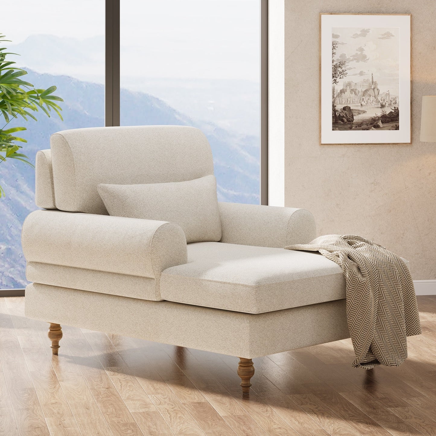 Poltrona chaise longue con schienale regolabile, sedia moderna e comoda da interno