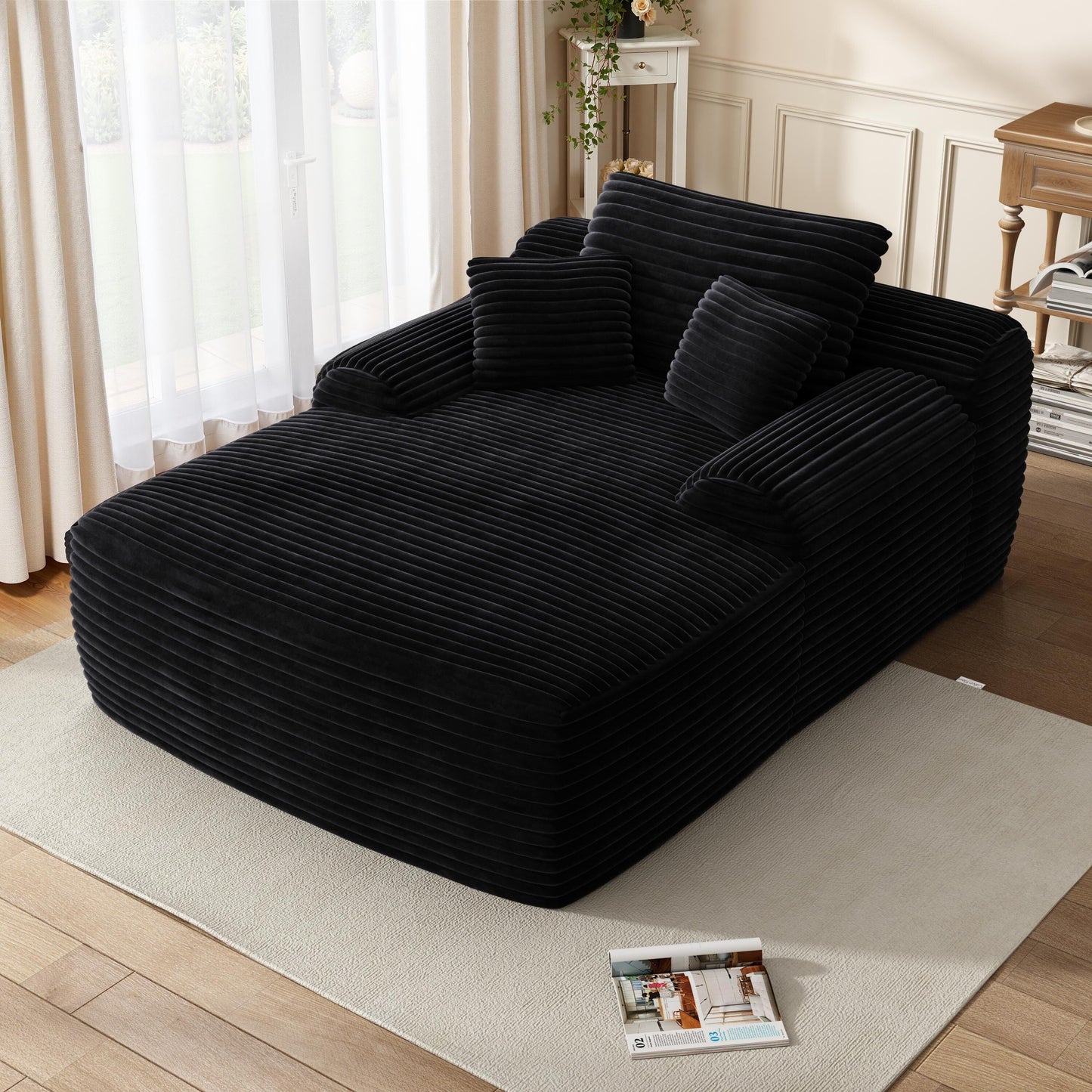 Poltrona chaise longue, divani per soggiorno, divano letto imbottito oversize per interni, divano letto Cloud per interni con seduta profonda