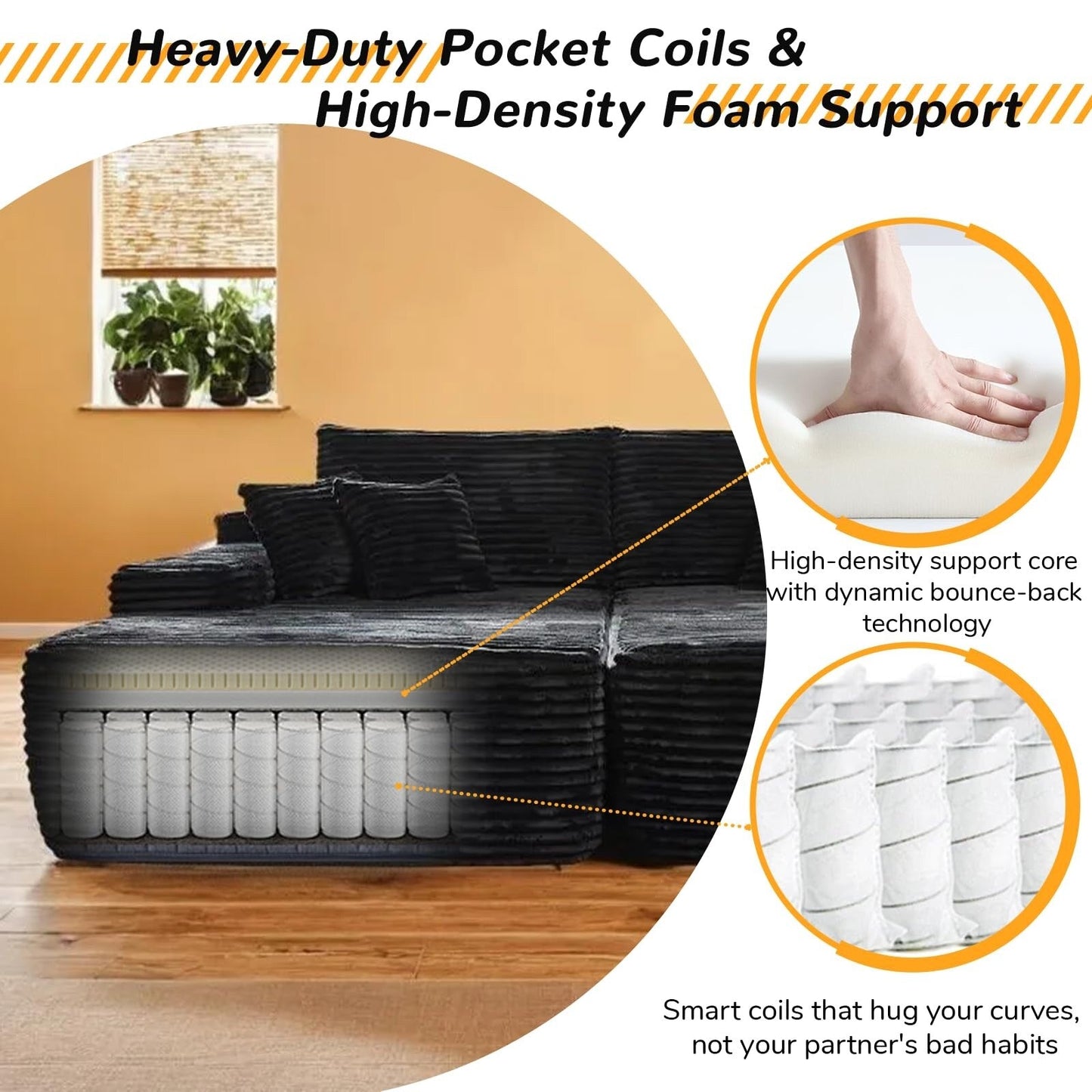 Poltrona chaise longue, divani per soggiorno, divano letto imbottito oversize per interni, divano letto Cloud per interni con seduta profonda