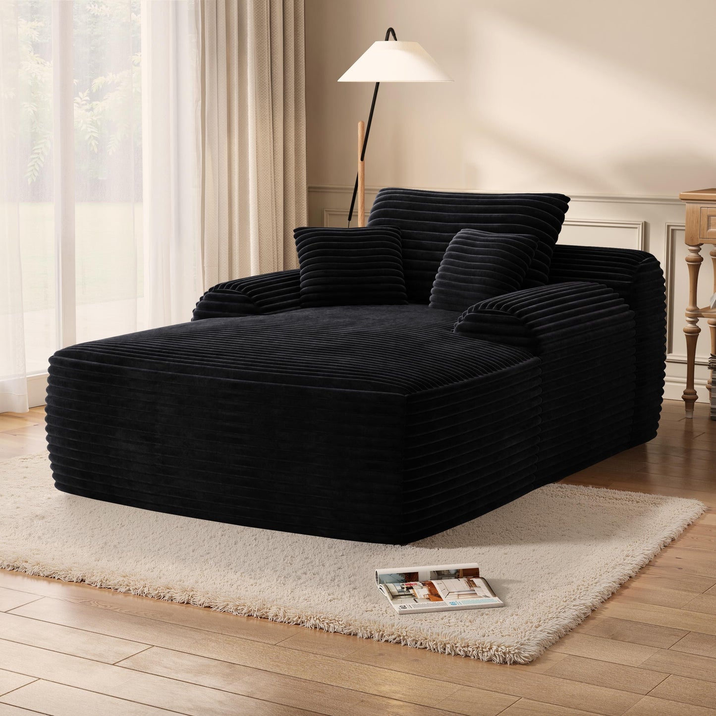 Poltrona chaise longue, divani per soggiorno, divano letto imbottito oversize per interni, divano letto Cloud per interni con seduta profonda
