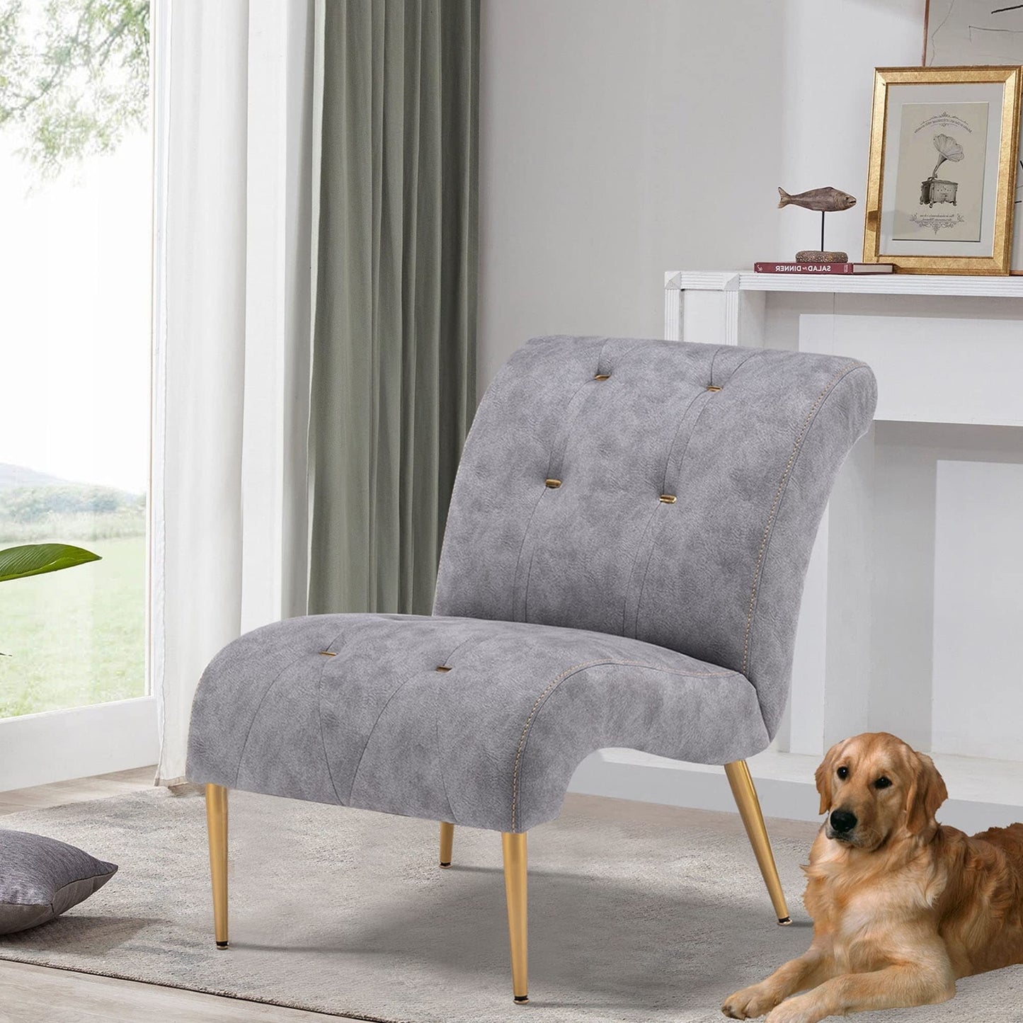 Divano chaise longue imbottito, poltrona decorativa per camera da letto, soggiorno