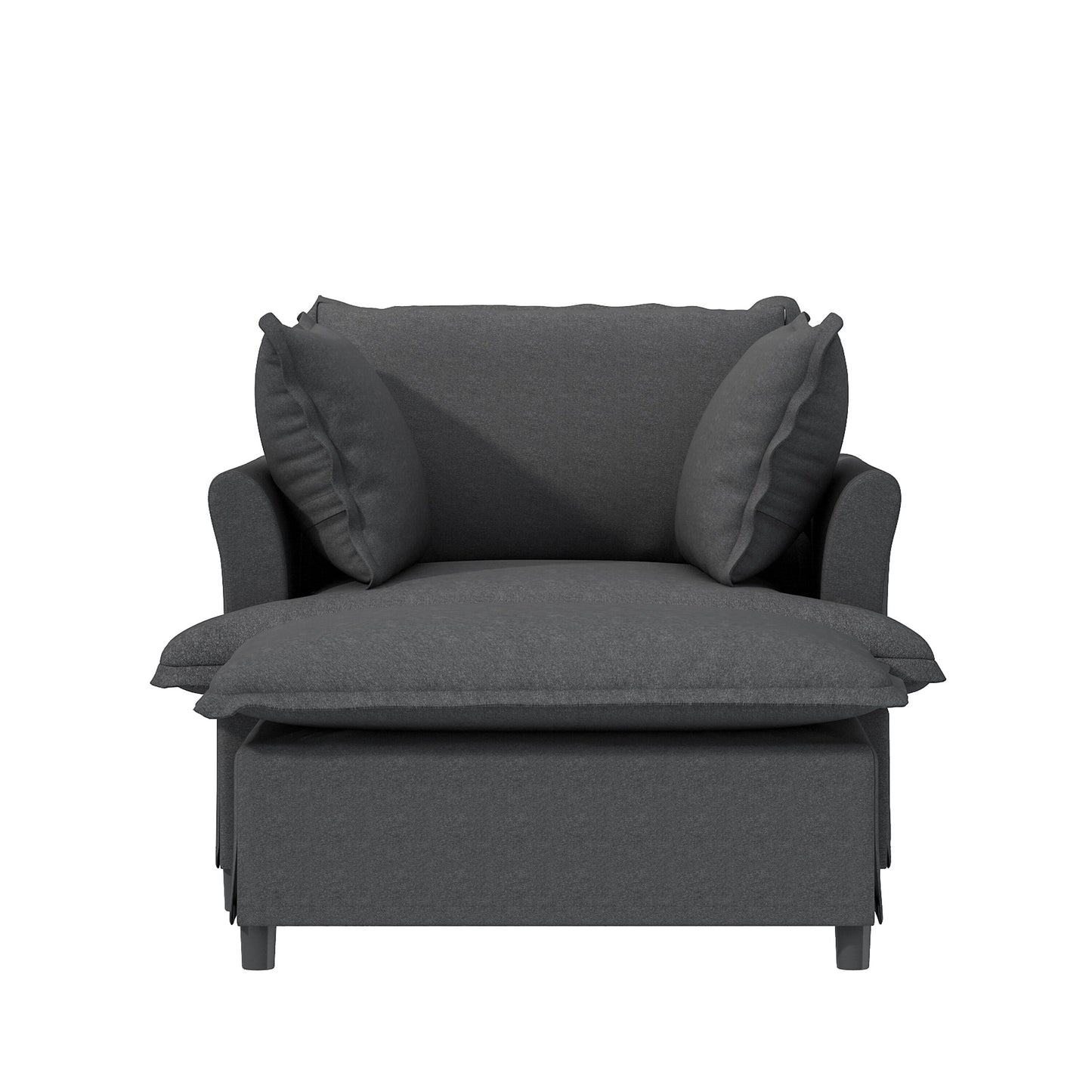 Chaise longue, divano letto singolo in ciniglia con ampia seduta, poltrona letto imbottita con poggiapiedi mobile, set divano da lettura