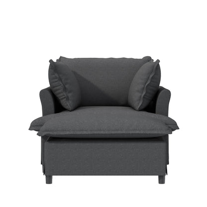 Chaise longue, divano letto singolo in ciniglia con ampia seduta, poltrona letto imbottita con poggiapiedi mobile, set divano da lettura