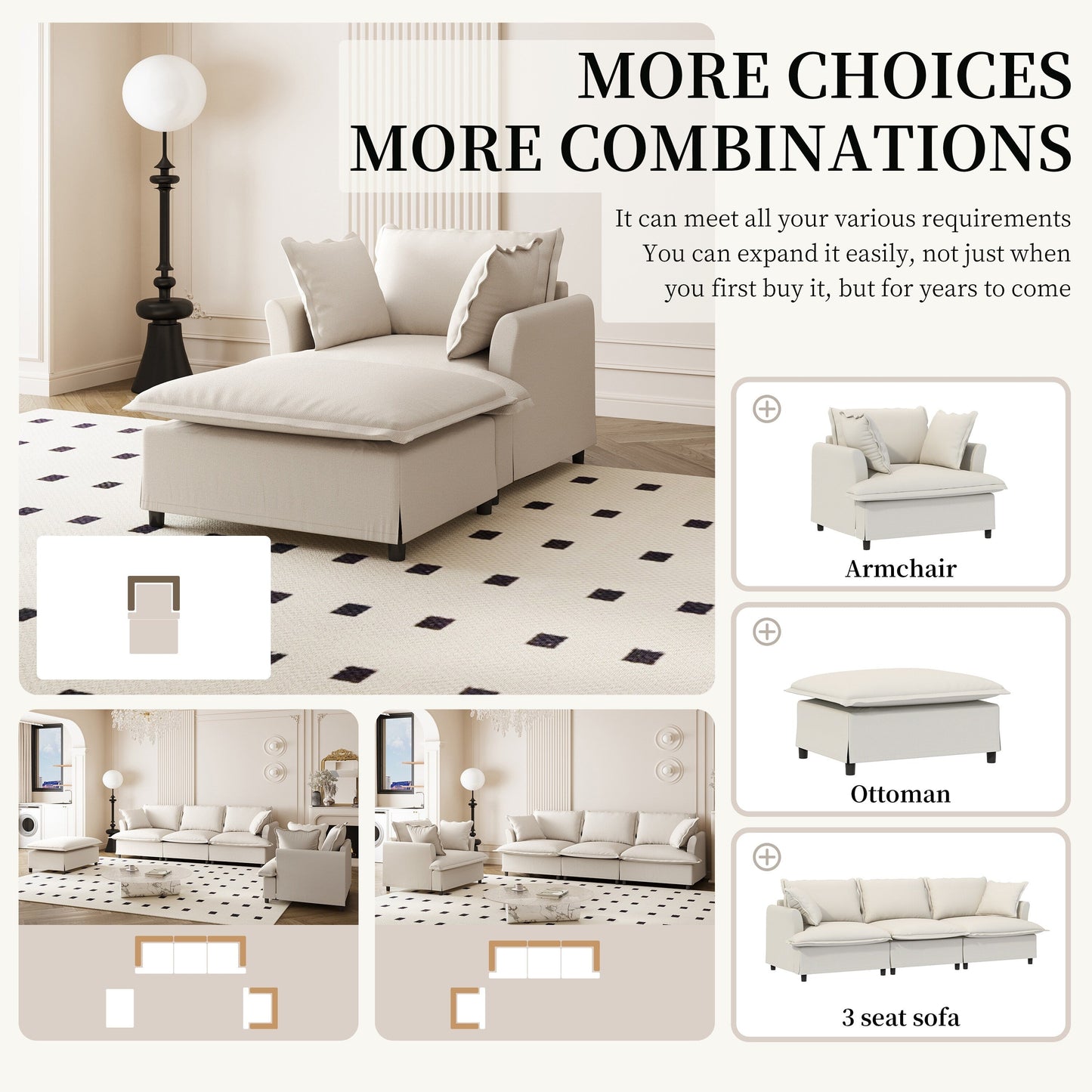 Chaise longue, divano letto singolo in ciniglia con ampia seduta, poltrona letto imbottita con poggiapiedi mobile, set divano da lettura