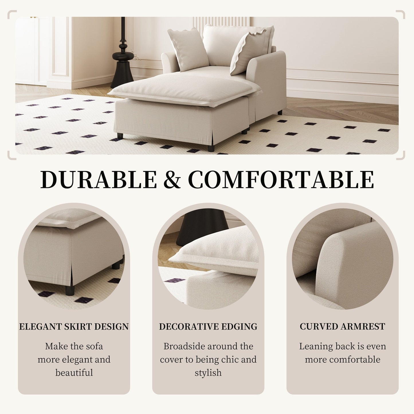 Chaise longue, divano letto singolo in ciniglia con ampia seduta, poltrona letto imbottita con poggiapiedi mobile, set divano da lettura