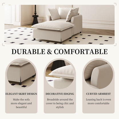 Chaise longue, divano letto singolo in ciniglia con ampia seduta, poltrona letto imbottita con poggiapiedi mobile, set divano da lettura