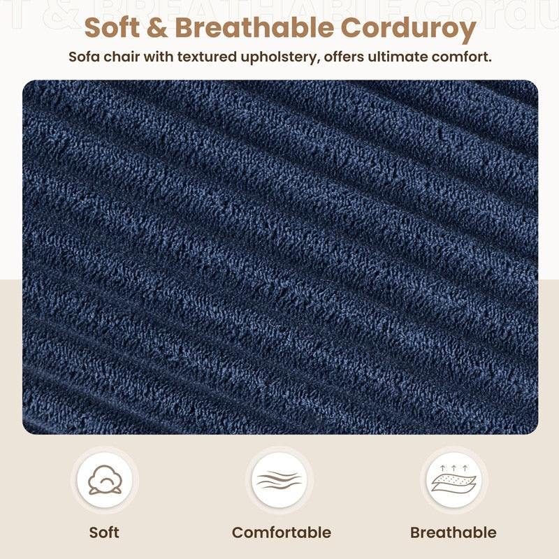 Divano in velluto a coste stile chaise longue con portabicchieri e 3 cuscini per lo schienale - Design reclinabile