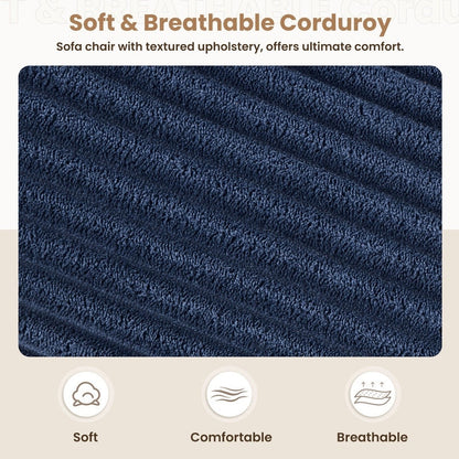 Divano in velluto a coste stile chaise longue con portabicchieri e 3 cuscini per lo schienale - Design reclinabile