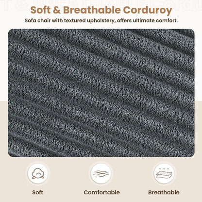 Divano in velluto a coste stile chaise longue con portabicchieri e 3 cuscini per lo schienale - Design reclinabile