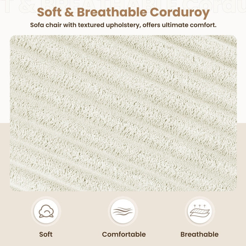 Divano in velluto a coste stile chaise longue con portabicchieri e 3 cuscini per lo schienale - Design reclinabile