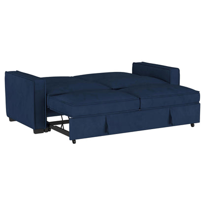 Divano letto trasformabile Chan, tessuto blu navy morbido, 83 pollici