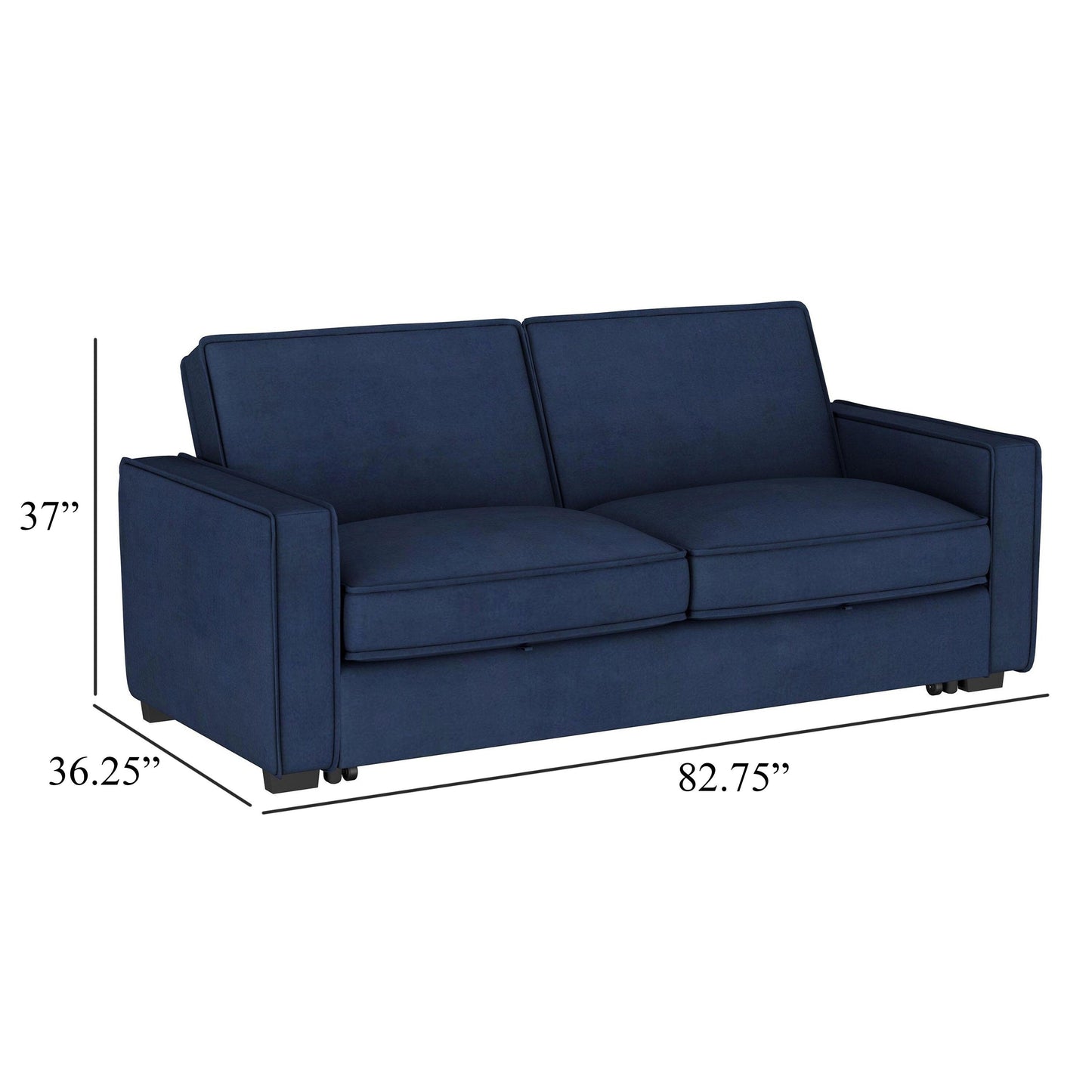 Divano letto trasformabile Chan, tessuto blu navy morbido, 83 pollici