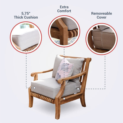 Set da conversazione per patio Cambridge Casual Chara in teak da 4 pezzi