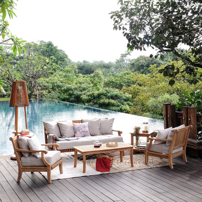 Set da conversazione per patio in teak Cambridge Casual Chara da 5 pezzi