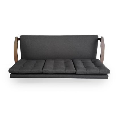 Divano a 3 posti trapuntato con bottoni Mid-Century da 65,5 pollici, grigio antracite, con gambe in legno di gomma, per soggiorno