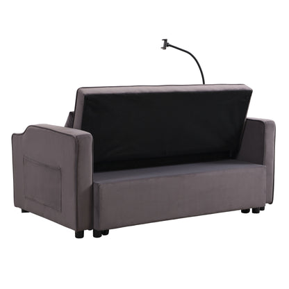 Divano letto futon 3 in 1 convertibile in velluto grigio antracite moderno con schienale reclinabile regolabile e cuscini decorativi