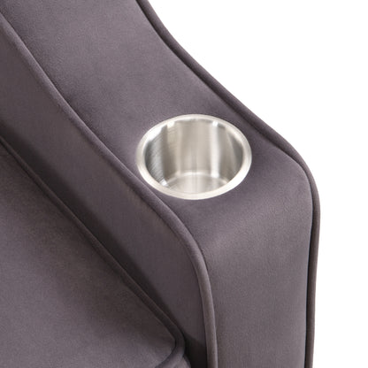 Divano letto in velluto grigio antracite con letto estraibile, schienale regolabile, convertibile, ricarica USB, facile da montare.