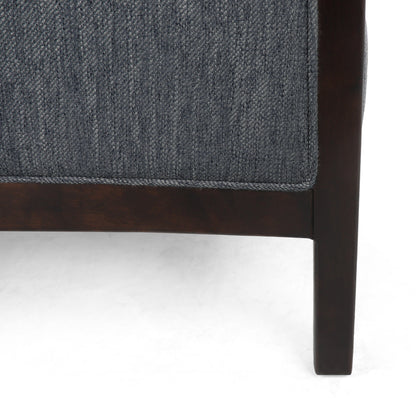 Poltrona reclinabile imbottita Mid-Century color antracite con poggiapiedi e struttura in legno di betulla