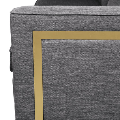 Divano imbottito moderno 80.25 a 3 posti color carbone con cuscini e gambe in legno per soggiorno