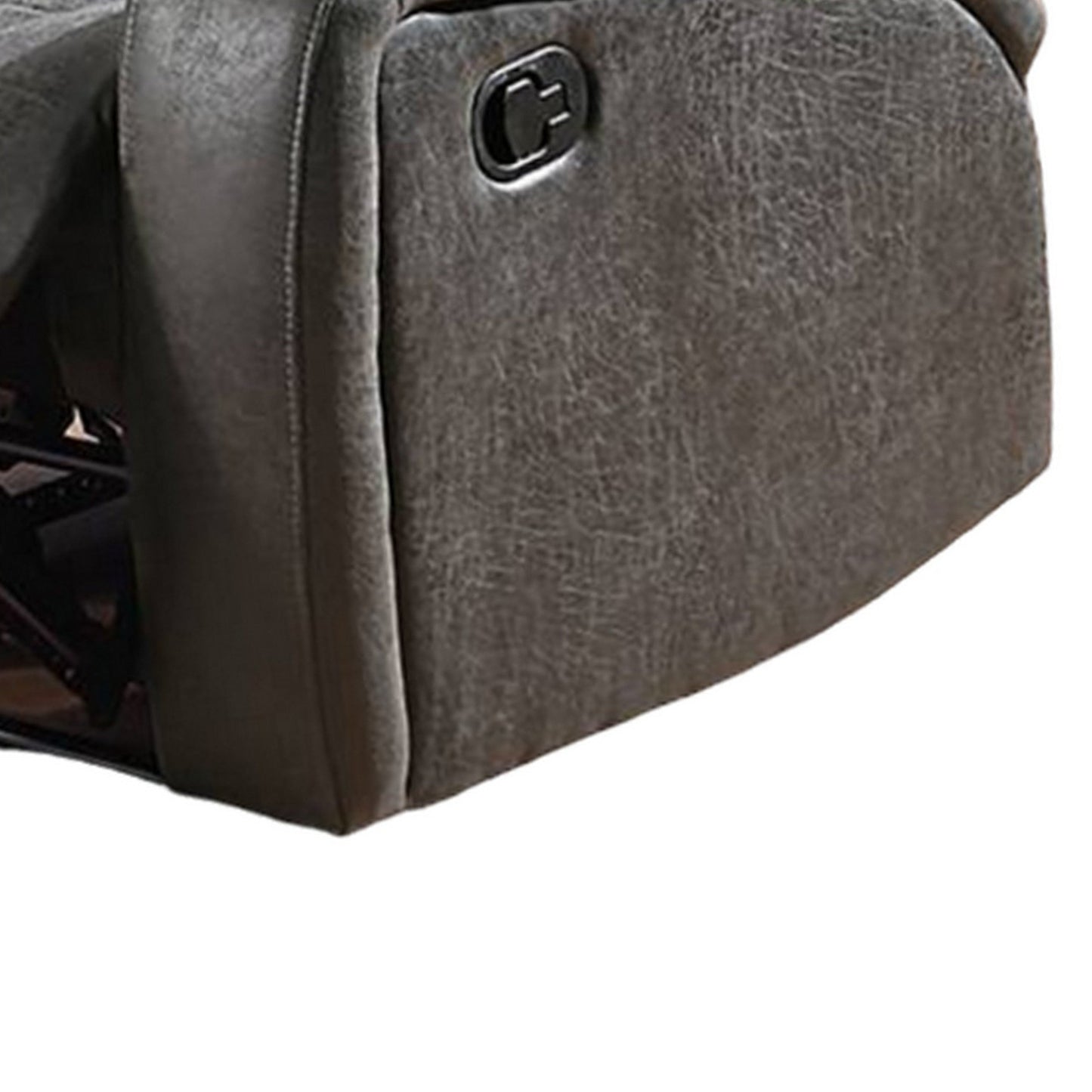 Poltrona reclinabile manuale Charles, similpelle grigio fumo, legno massello