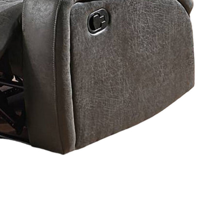 Poltrona reclinabile manuale Charles, similpelle grigio fumo, legno massello