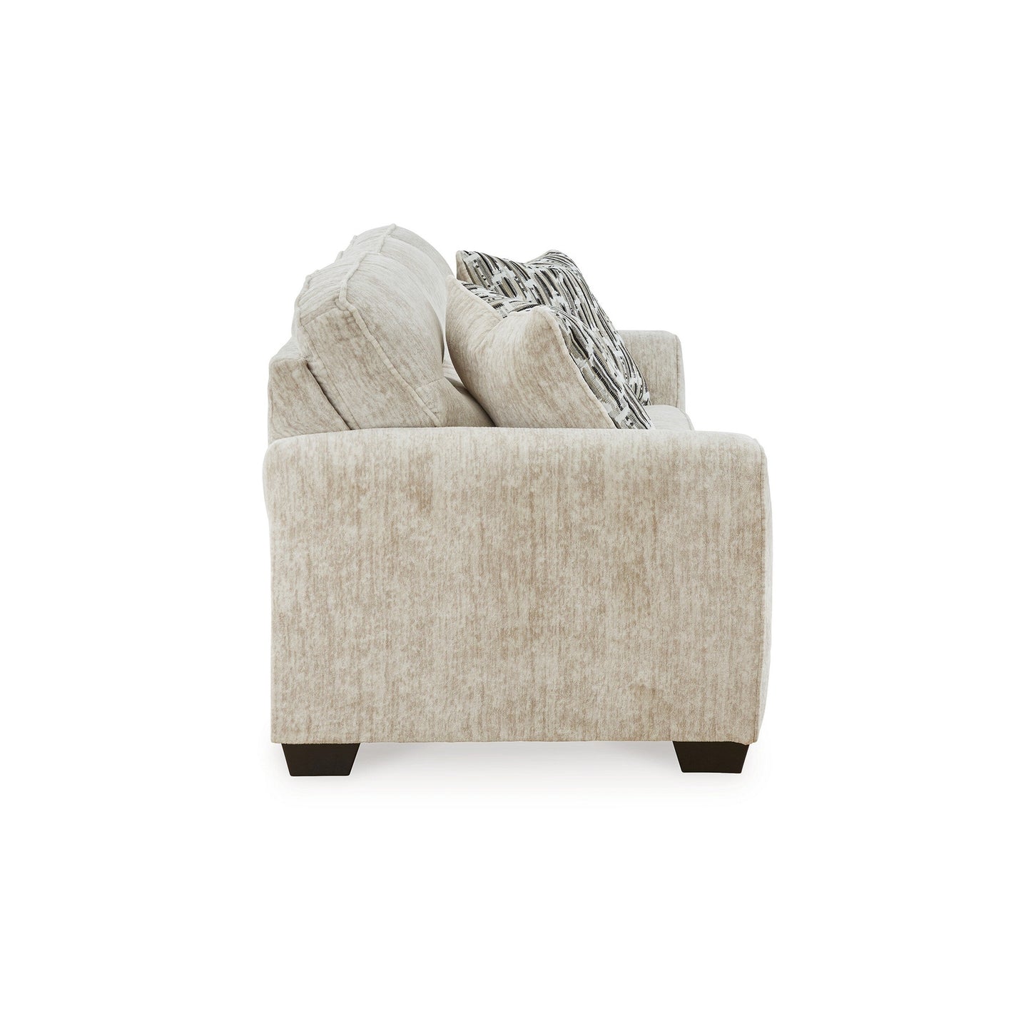 Divano Charlie, poliestere bianco pergamena naturale, 2 cuscini, 90 pollici