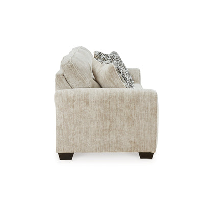 Divano Charlie, poliestere bianco pergamena naturale, 2 cuscini, 90 pollici