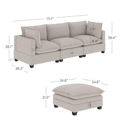 Divano imbottito modulare Chelsea Modern Cloud con seduta profonda e cuscini morbidi