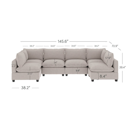 Divano imbottito modulare Chelsea Modern Cloud con seduta profonda e cuscini morbidi