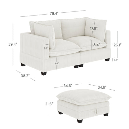 Divano imbottito modulare Chelsea Modern Cloud con seduta profonda e cuscini morbidi