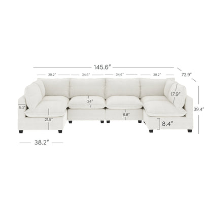 Divano imbottito modulare Chelsea Modern Cloud con seduta profonda e cuscini morbidi