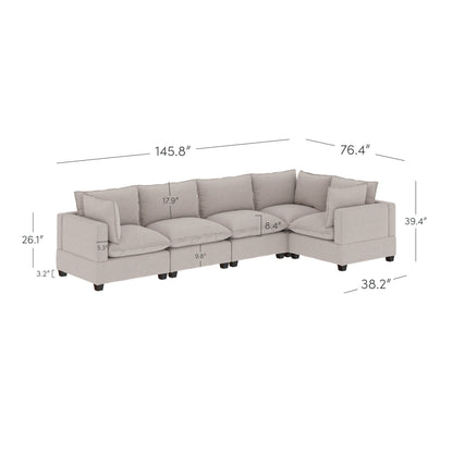 Divano imbottito modulare Chelsea Modern Cloud con seduta profonda e cuscini morbidi