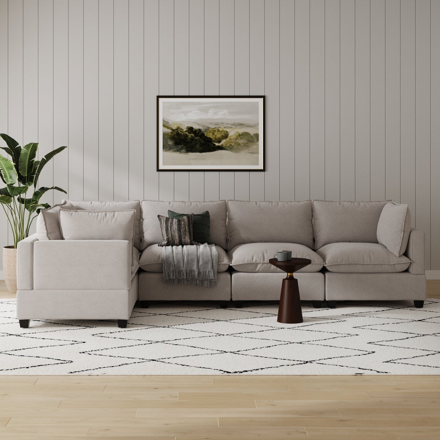 Divano imbottito modulare Chelsea Modern Cloud con seduta profonda e cuscini morbidi