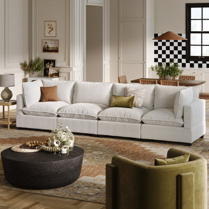 Divano imbottito modulare Chelsea Modern Cloud con seduta profonda e cuscini morbidi