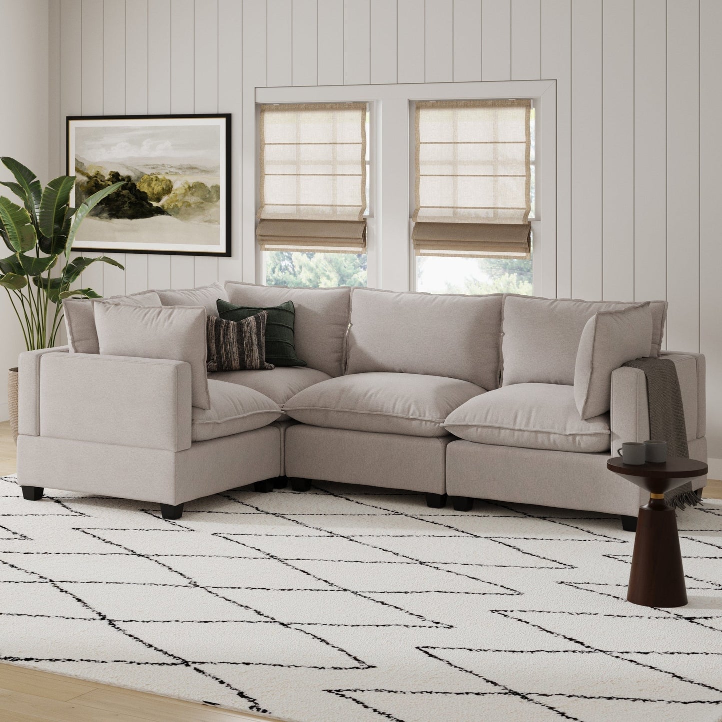 Divano imbottito modulare Chelsea Modern Cloud con seduta profonda e cuscini morbidi