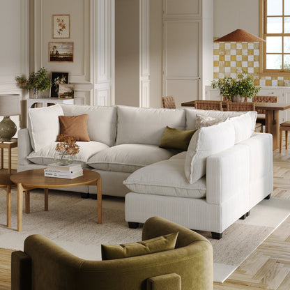 Divano imbottito modulare Chelsea Modern Cloud con seduta profonda e cuscini morbidi