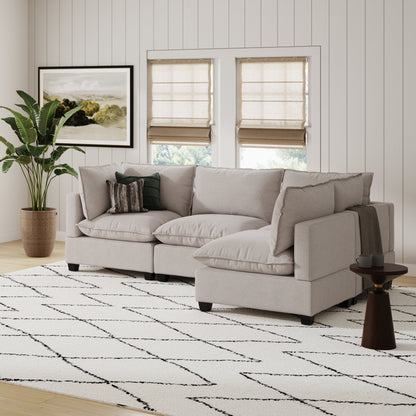 Divano imbottito modulare Chelsea Modern Cloud con seduta profonda e cuscini morbidi