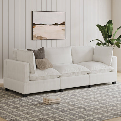 Divano imbottito modulare Chelsea Modern Cloud con seduta profonda e cuscini morbidi