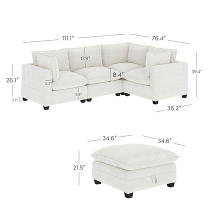 Divano imbottito modulare Chelsea Modern Cloud con seduta profonda e cuscini morbidi