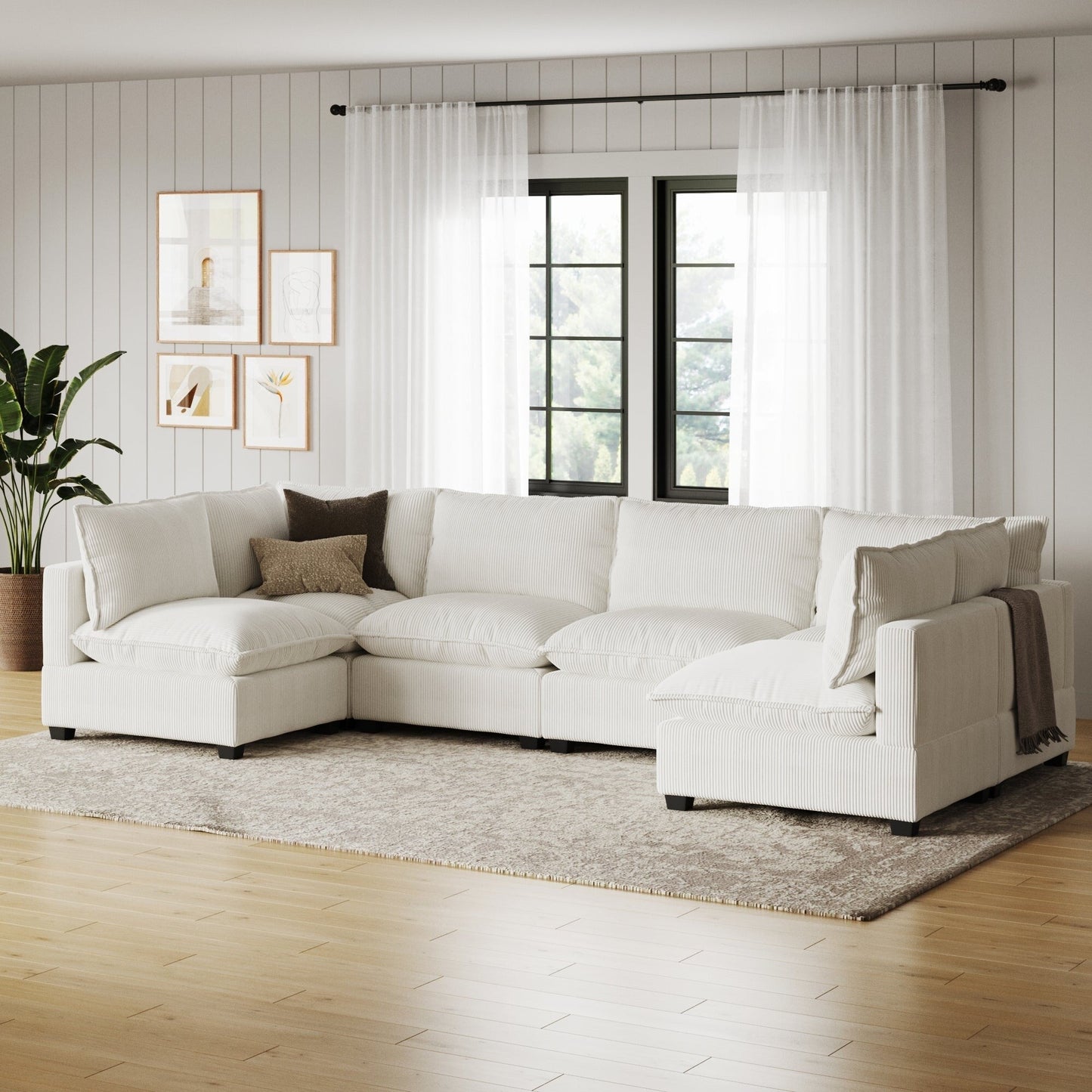 Divano imbottito modulare Chelsea Modern Cloud con seduta profonda e cuscini morbidi