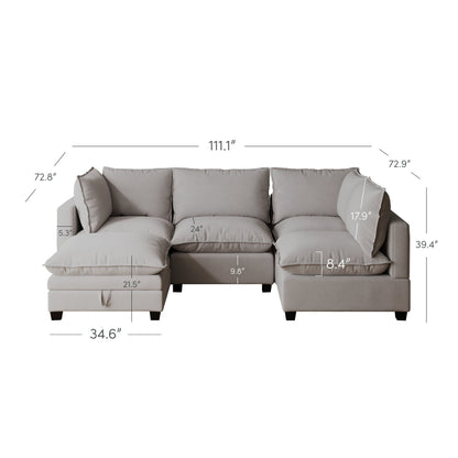 Divano imbottito modulare Chelsea Modern Cloud con seduta profonda e cuscini morbidi
