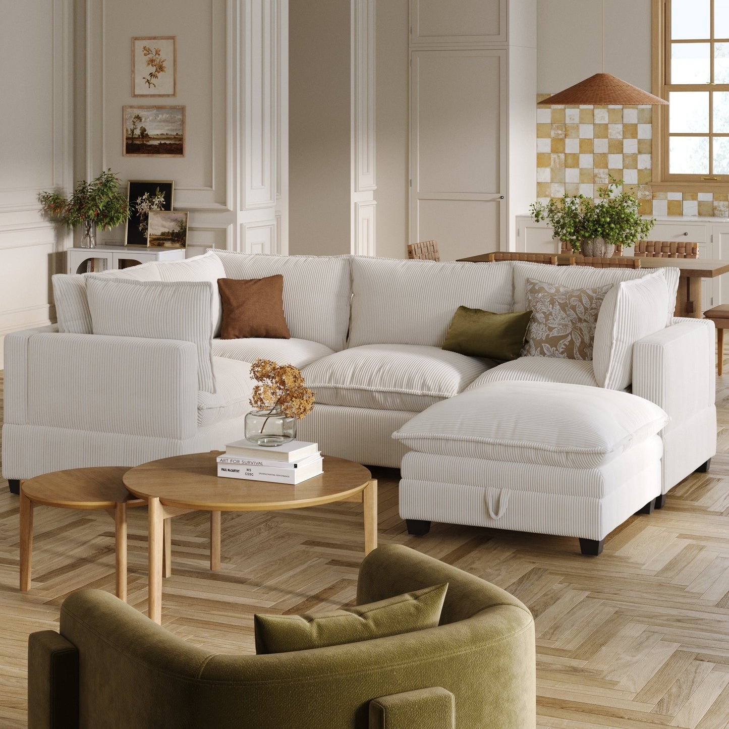 Divano imbottito modulare Chelsea Modern Cloud con seduta profonda e cuscini morbidi