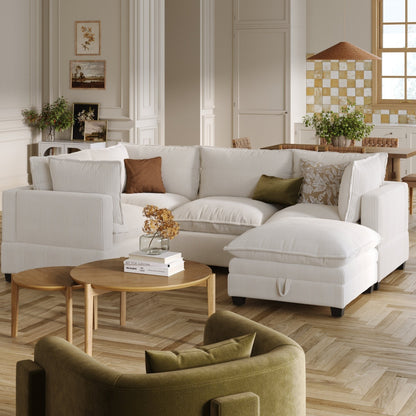 Divano imbottito modulare Chelsea Modern Cloud con seduta profonda e cuscini morbidi