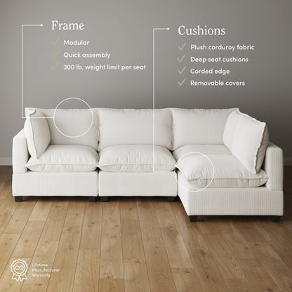 Divano imbottito modulare Chelsea Modern Cloud con seduta profonda e cuscini morbidi