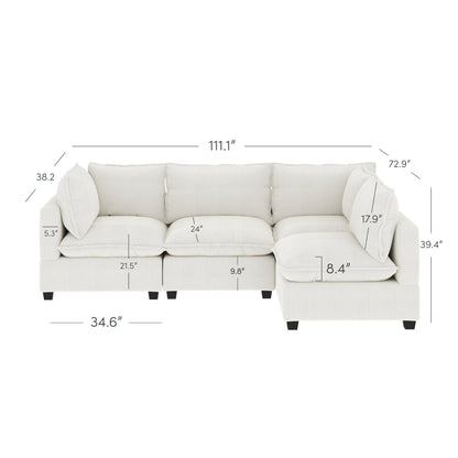 Divano imbottito modulare Chelsea Modern Cloud con seduta profonda e cuscini morbidi