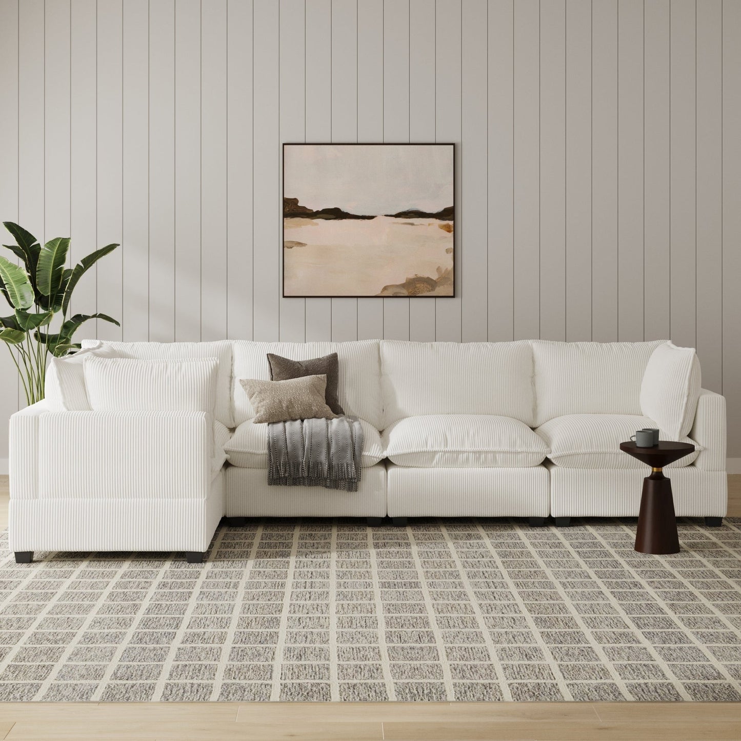 Divano imbottito modulare Chelsea Modern Cloud con seduta profonda e cuscini morbidi