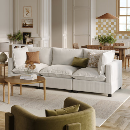 Divano imbottito modulare Chelsea Modern Cloud con seduta profonda e cuscini morbidi