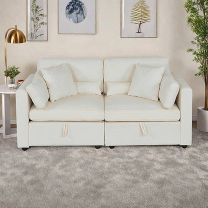 Divano a 2 posti in ciniglia con supporto per piedi in legno massello e piedini in ferramenta antiruggine